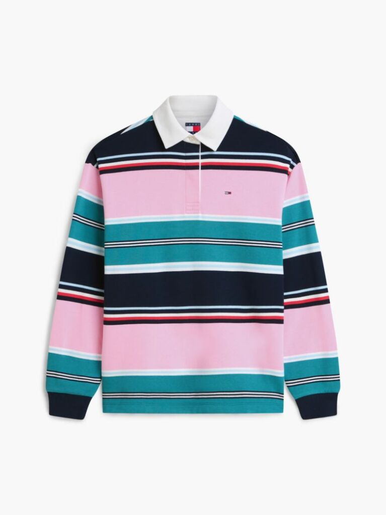 Multi Mixed Stripe Relaxed Rugby Shirt  Women