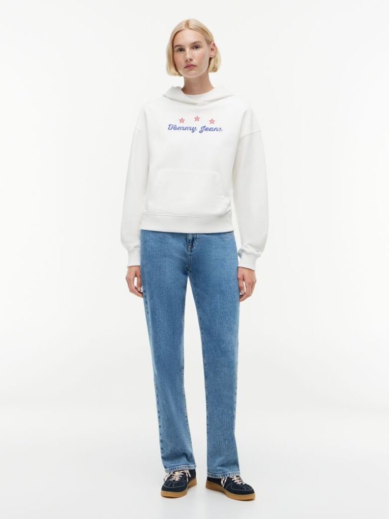 White Back Graphic Boxy Hoody  Women
