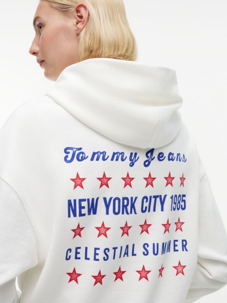 White Back Graphic Boxy Hoody  Women