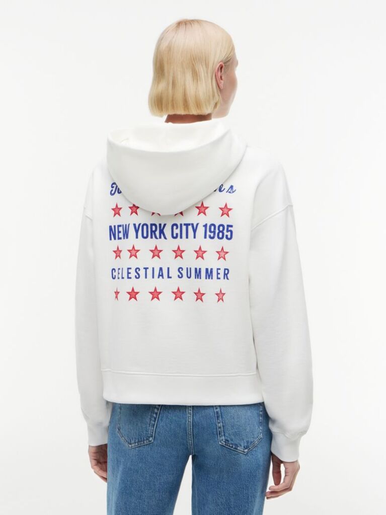 White Back Graphic Boxy Hoody  Women