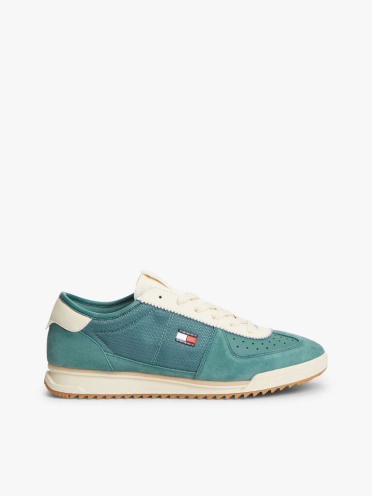 Multi Retro Leather Mixed Texture Serrated Trainers  Men