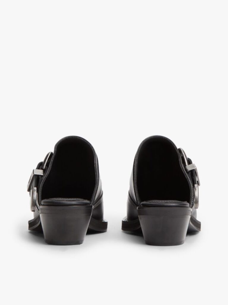 Black Archive Leather Cowboy Mules  Women