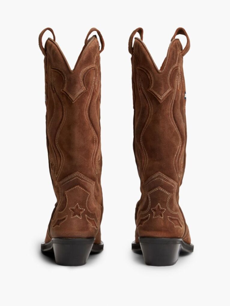 Brown Archive Suede Contrast Topstitch Cowboy Boots  Women