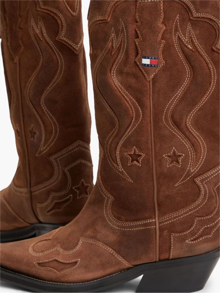 Brown Archive Suede Contrast Topstitch Cowboy Boots  Women