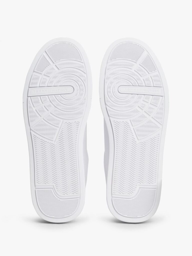 White Pebble Grain Court Trainers  Men