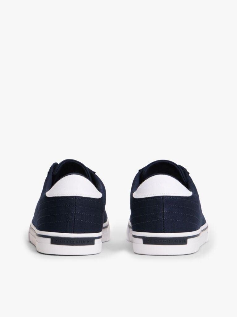 Blue Canvas Embossed Trainers  Men