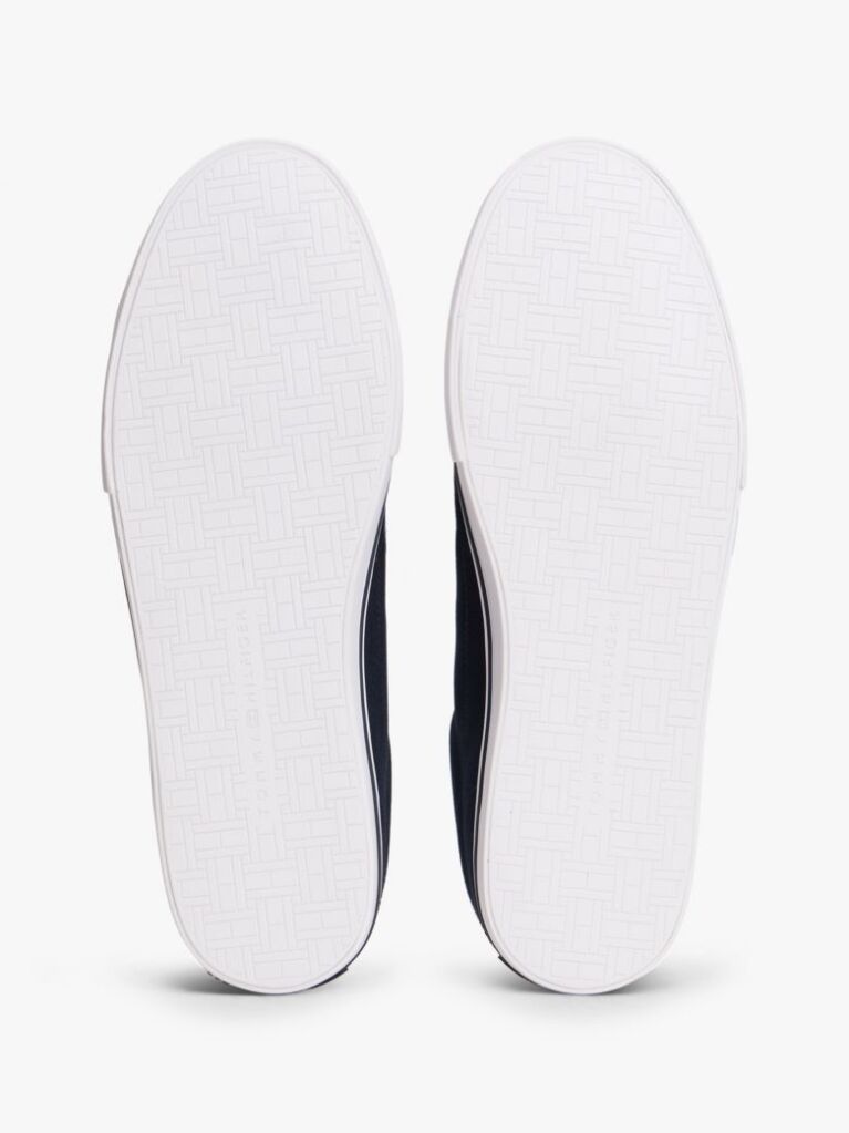 Blue Canvas Embossed Trainers  Men