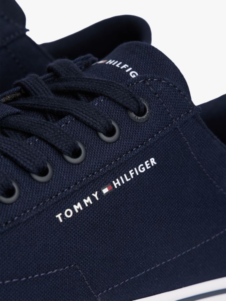 Blue Canvas Embossed Trainers  Men