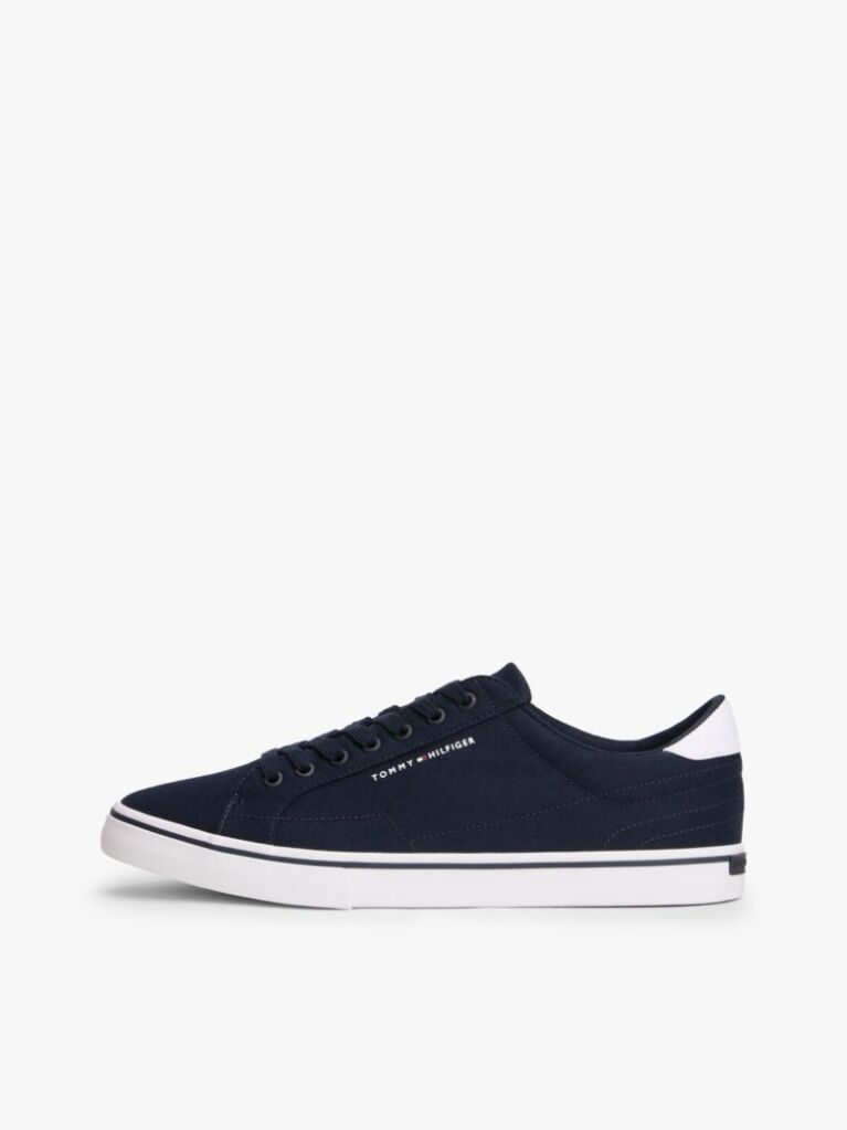 Blue Canvas Embossed Trainers  Men