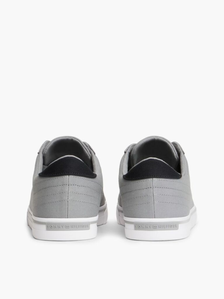 Grey Canvas Embossed Trainers  Men