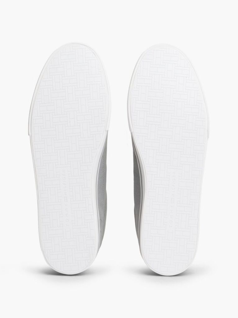 Grey Canvas Embossed Trainers  Men