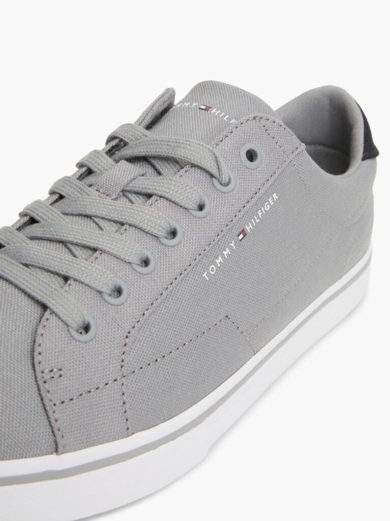 Grey Canvas Embossed Trainers  Men