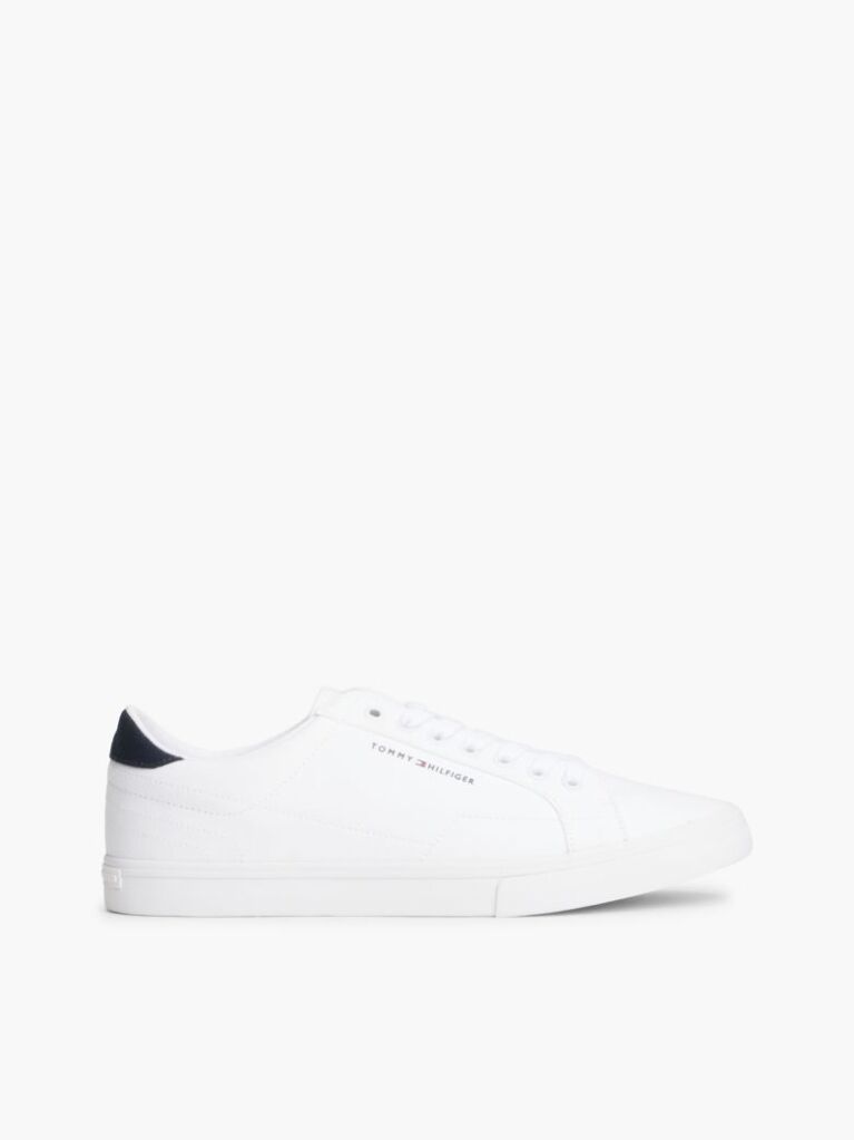 White Canvas Embossed Trainers  Men