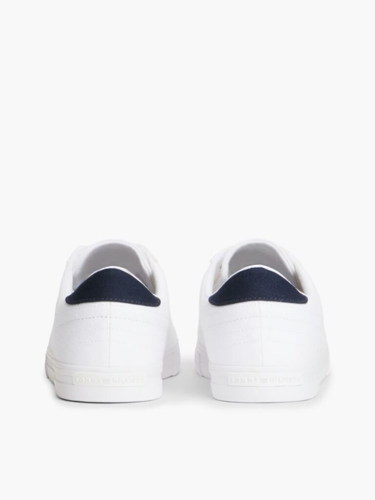 White Canvas Embossed Trainers  Men