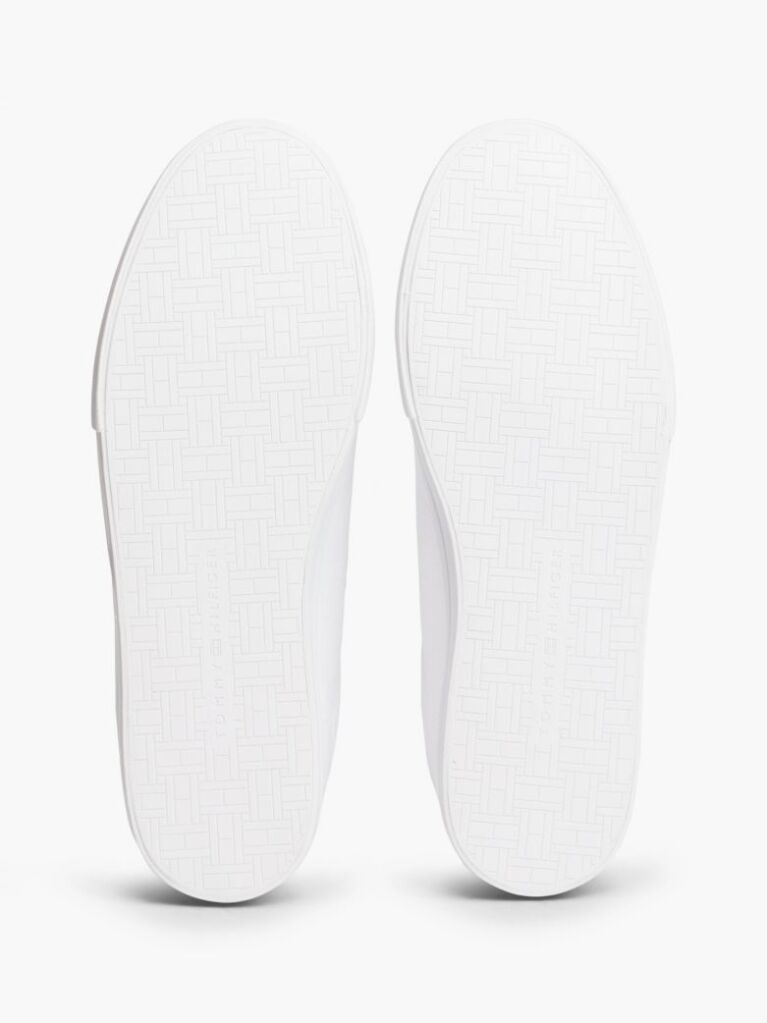White Canvas Embossed Trainers  Men
