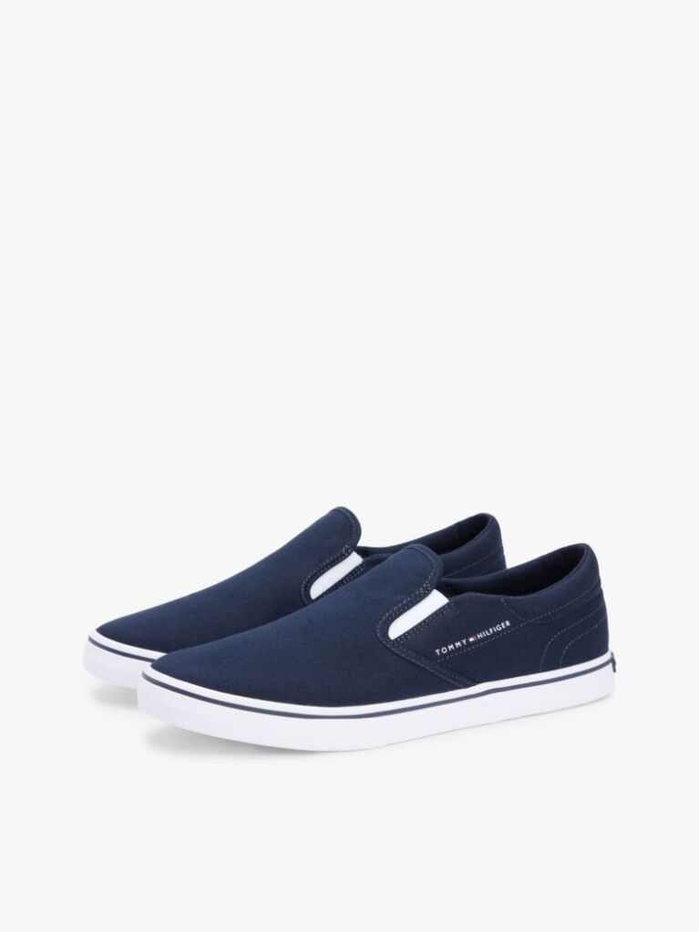 Blue Canvas Slip-On Trainers  Men