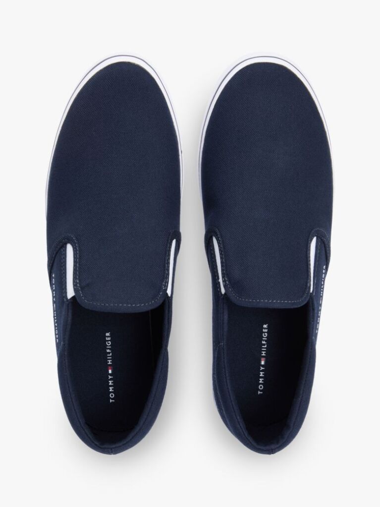 Blue Canvas Slip-On Trainers  Men
