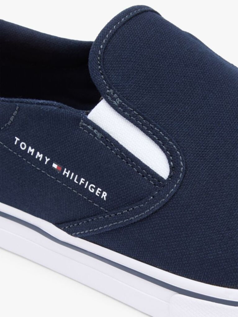 Blue Canvas Slip-On Trainers  Men
