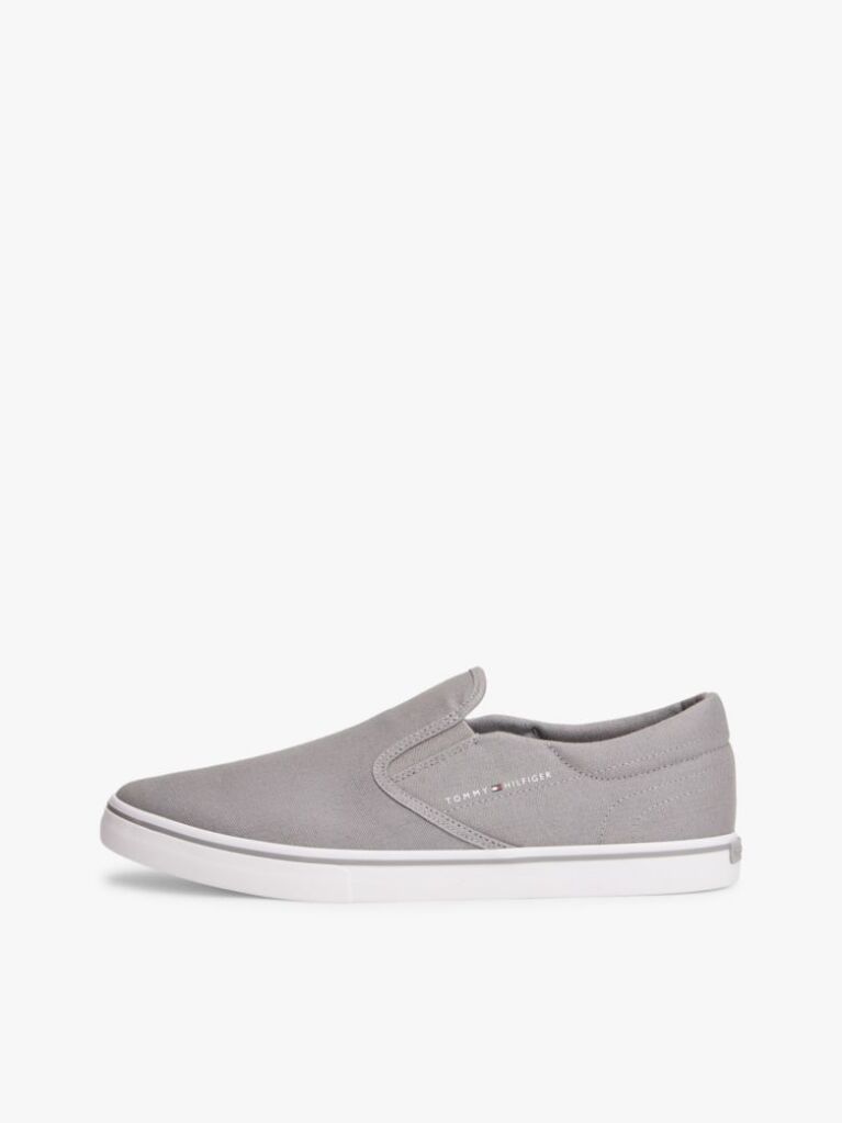 Grey Canvas Slip-On Trainers  Men
