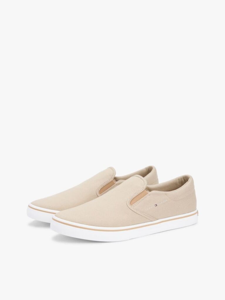 Beige Canvas Slip-On Trainers  Men