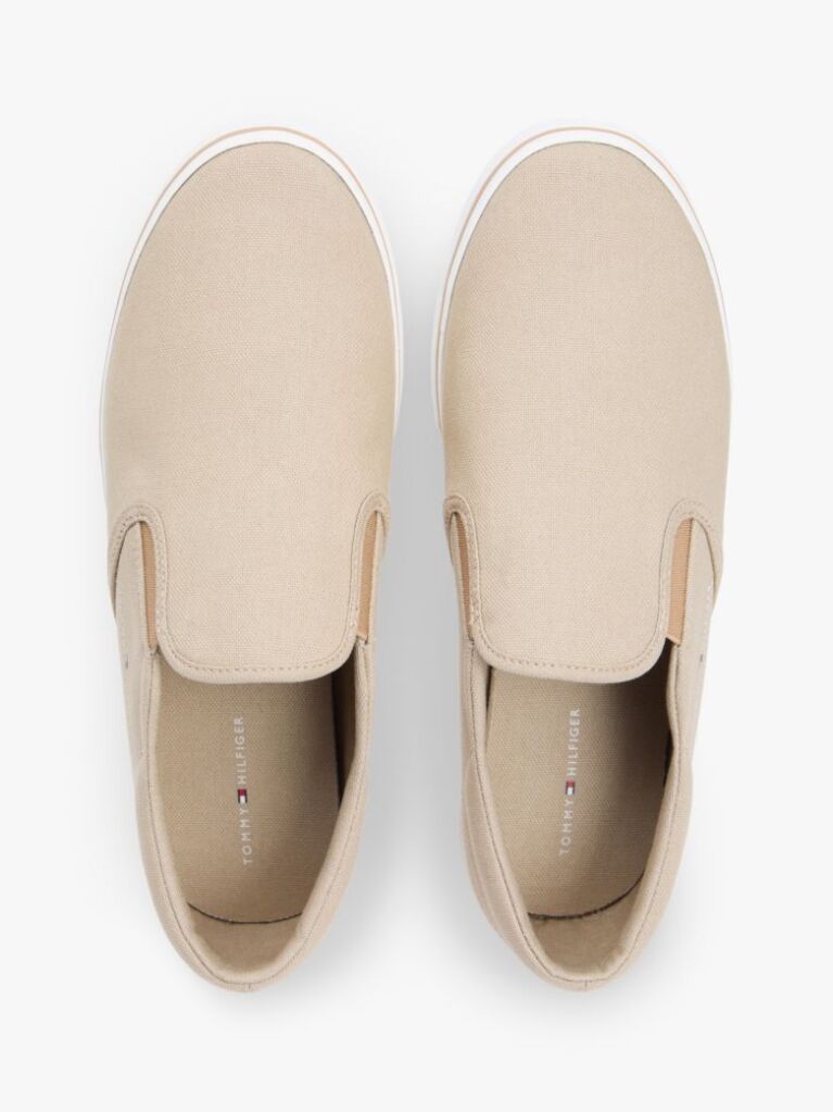 Beige Canvas Slip-On Trainers  Men