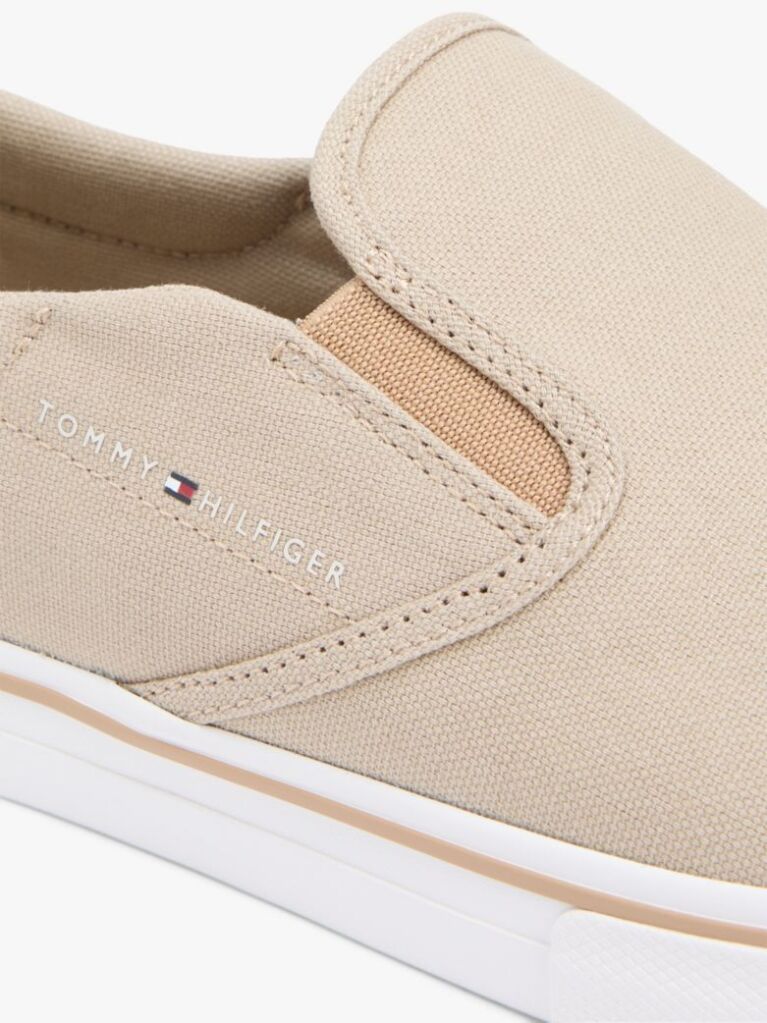 Beige Canvas Slip-On Trainers  Men