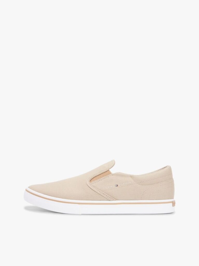 Beige Canvas Slip-On Trainers  Men