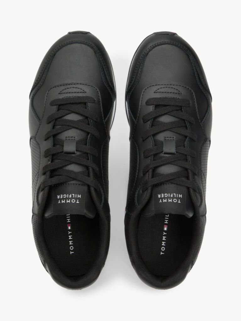 Μαύρο Δερμάτινα Sneakers Με Signature Λεπτομέρεια  Άνδρες