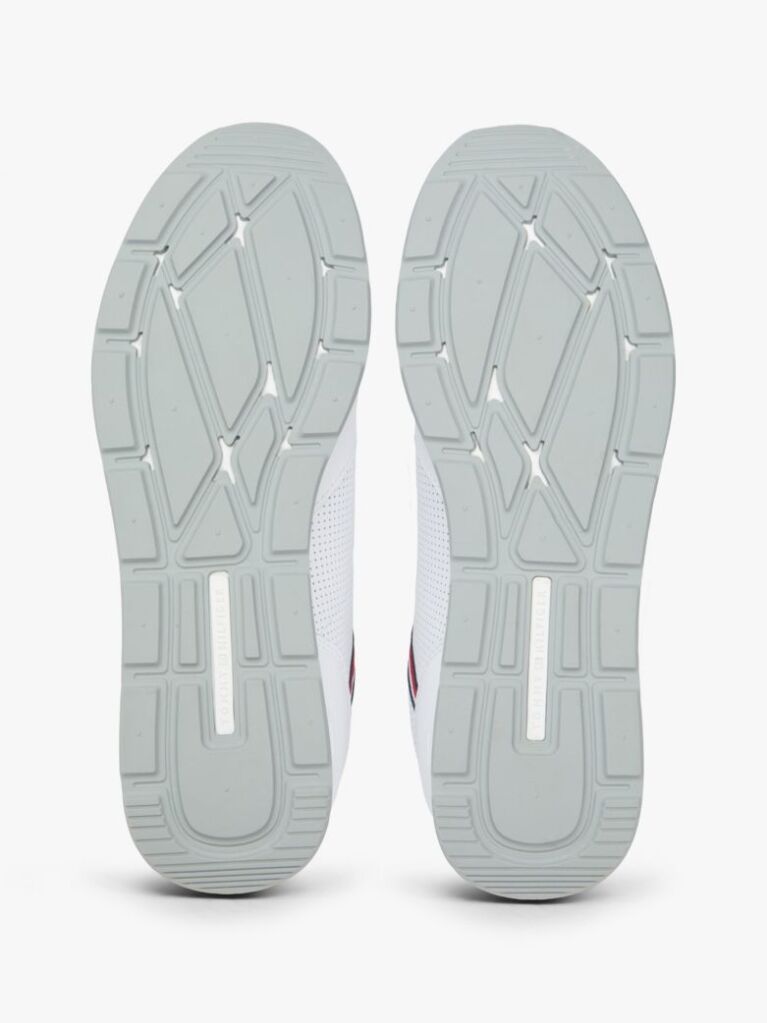 White Signature Tape Trainers With Leather  Men