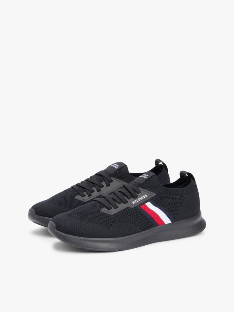 Black Hilfiger Monotype Lightweight Knit Trainers  Men
