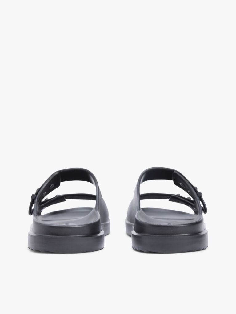 Black Lightweight Pin Buckle Serrated Pool Slides  Men