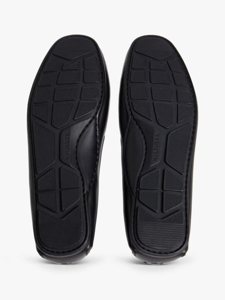 Black Leather Logo Penny Strap Driver Shoes  Men