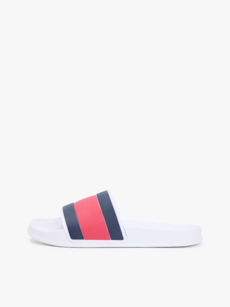 Άσπρο Slides Με Branded Λουράκι  Άνδρες