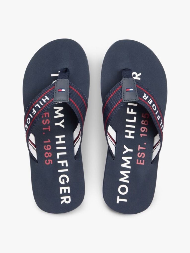 Blue Webbing Strap Logo Flip-Flops  Men