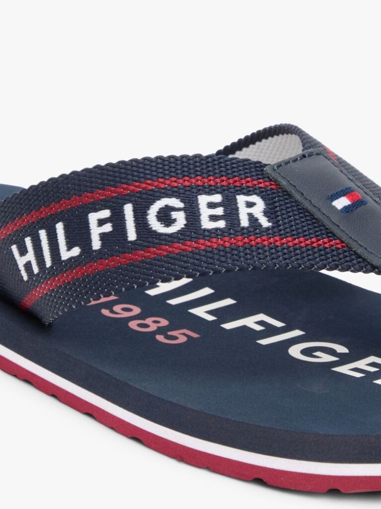 Blue Webbing Strap Logo Flip-Flops  Men
