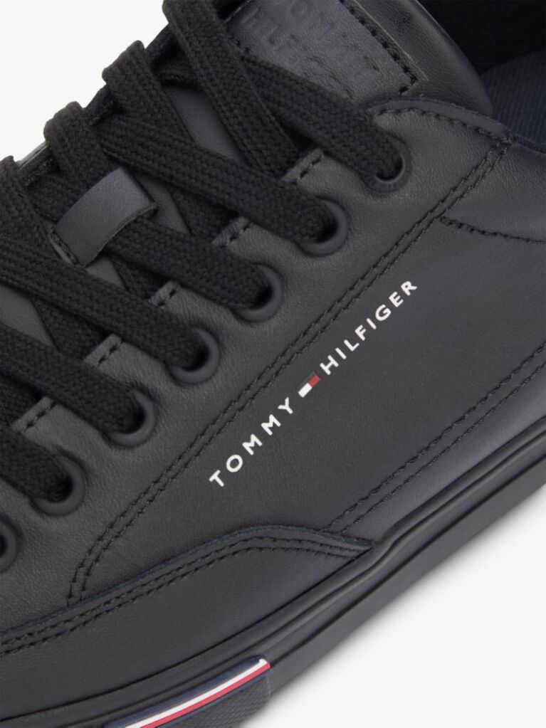 Black Signature Midsole Lace-Up Trainers With Leather  Men
