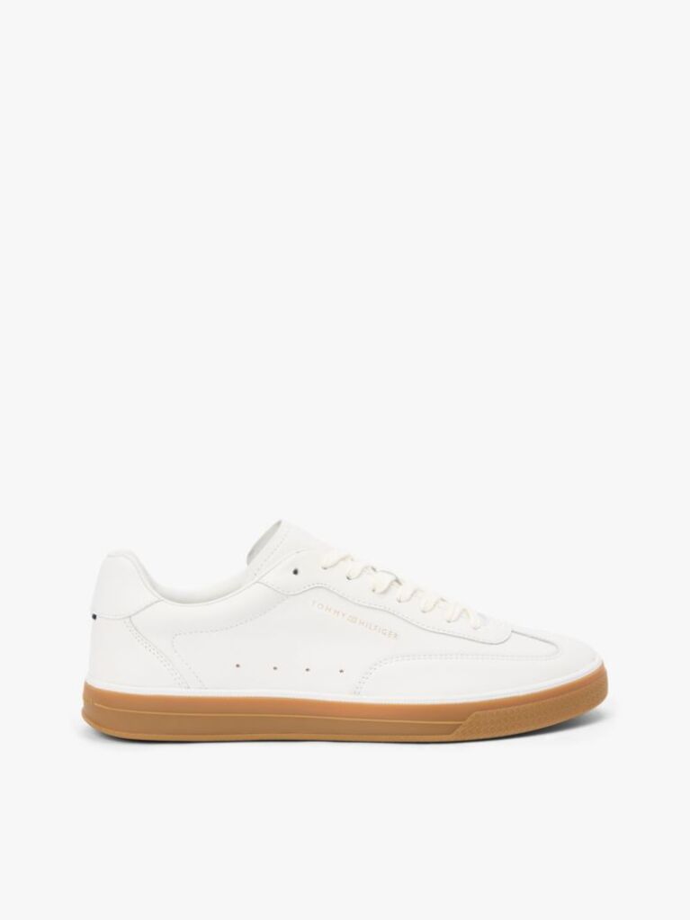 White Luxe Metallic Logo Leather Trainers  Men