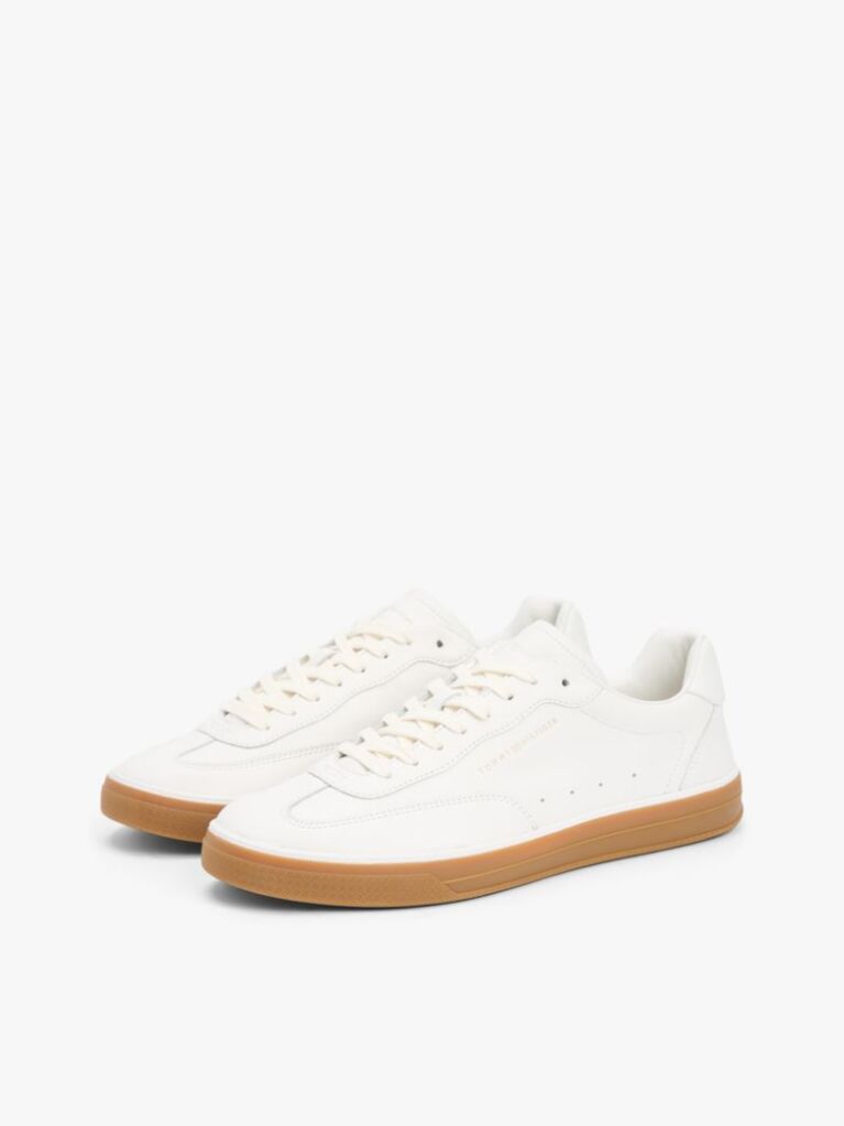 White Luxe Metallic Logo Leather Trainers  Men