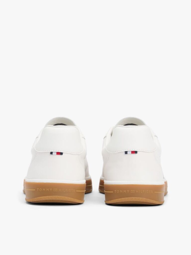 White Luxe Metallic Logo Leather Trainers  Men