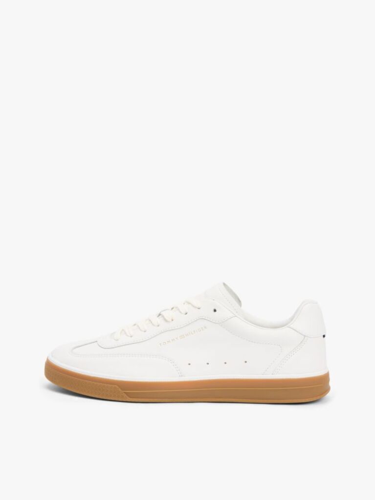 White Luxe Metallic Logo Leather Trainers  Men