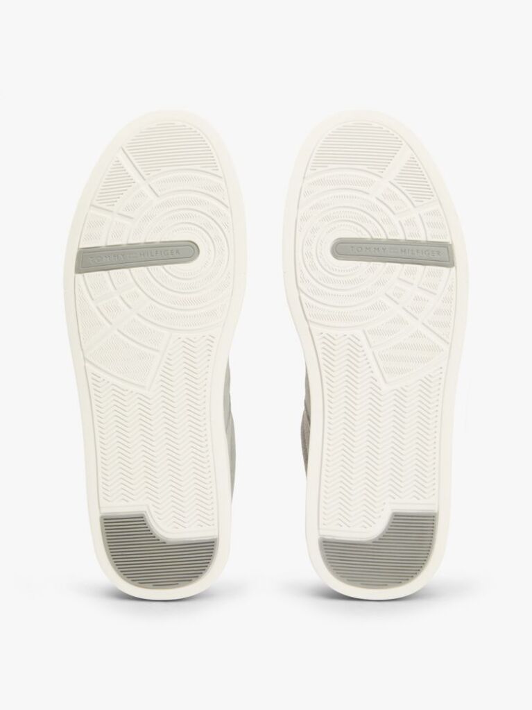 Grey Contrast Heel Suede Court Trainers  Men