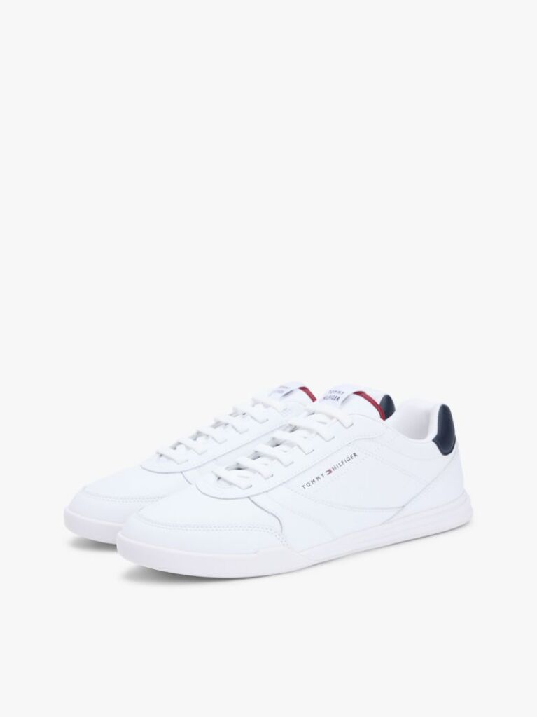 Άσπρο Δερμάτινα Sneakers Με Αντίθεση Πίσω  Άνδρες