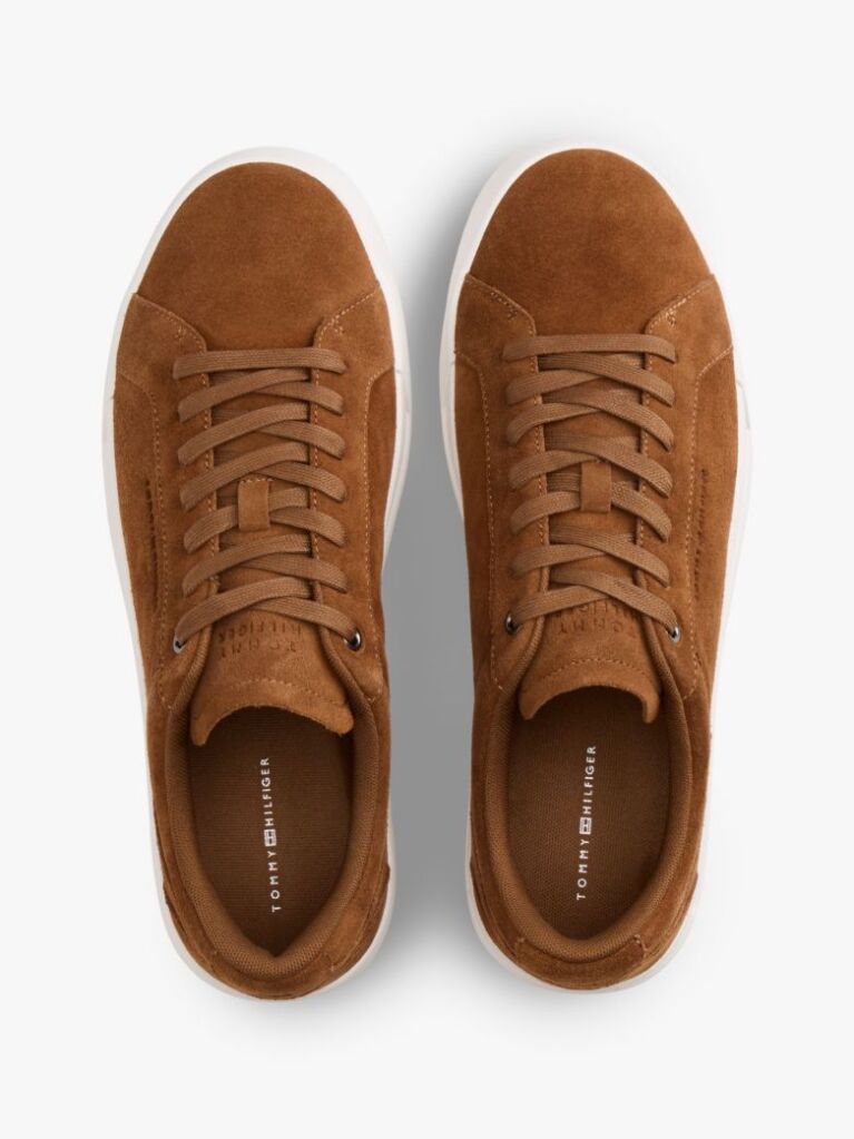 Brown Suede Court Trainers  Men