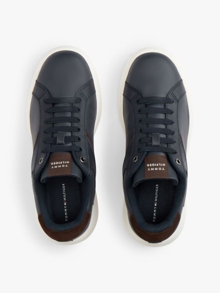 Blue Leather Cupsole Trainers  Men