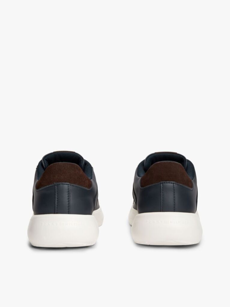 Blue Leather Cupsole Trainers  Men