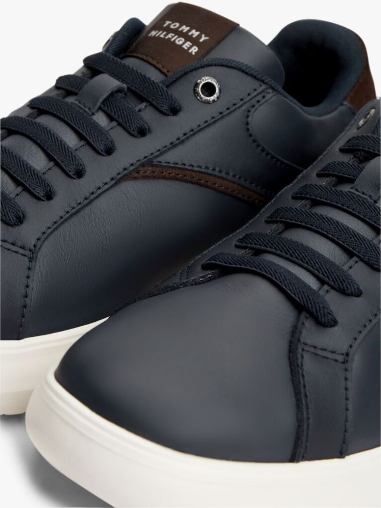 Blue Leather Cupsole Trainers  Men