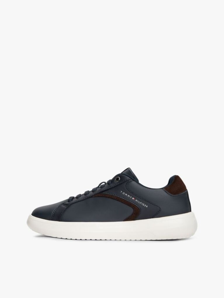 Blue Leather Cupsole Trainers  Men