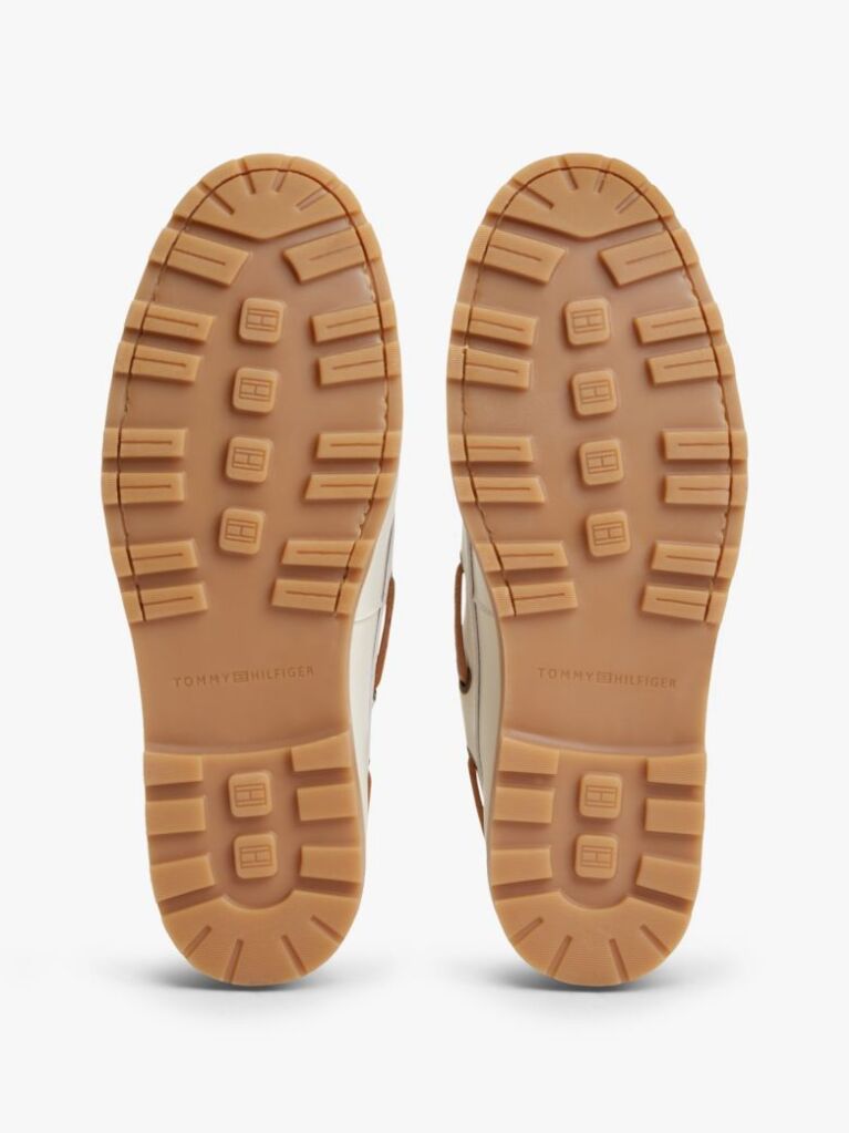 White Leather Braided Boat Shoes  Men
