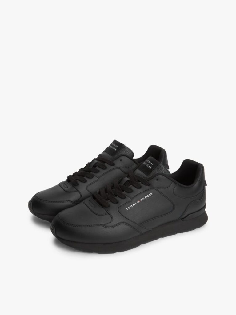 Black Logo Lightweight Trainers With Leather  Men