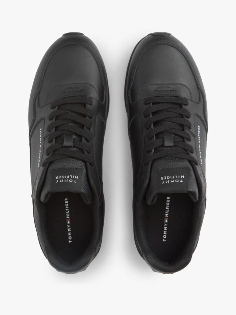 Black Logo Lightweight Trainers With Leather  Men